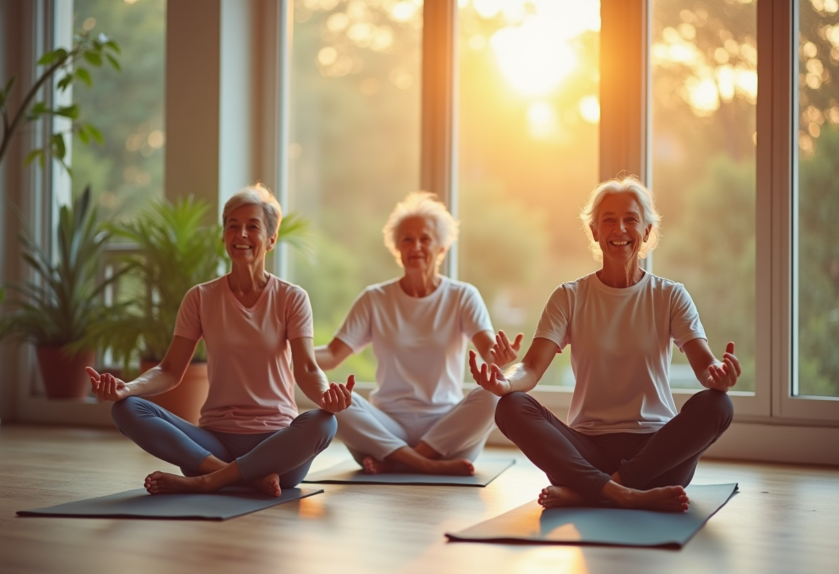 Спокійна студія йоги з природним освітленням